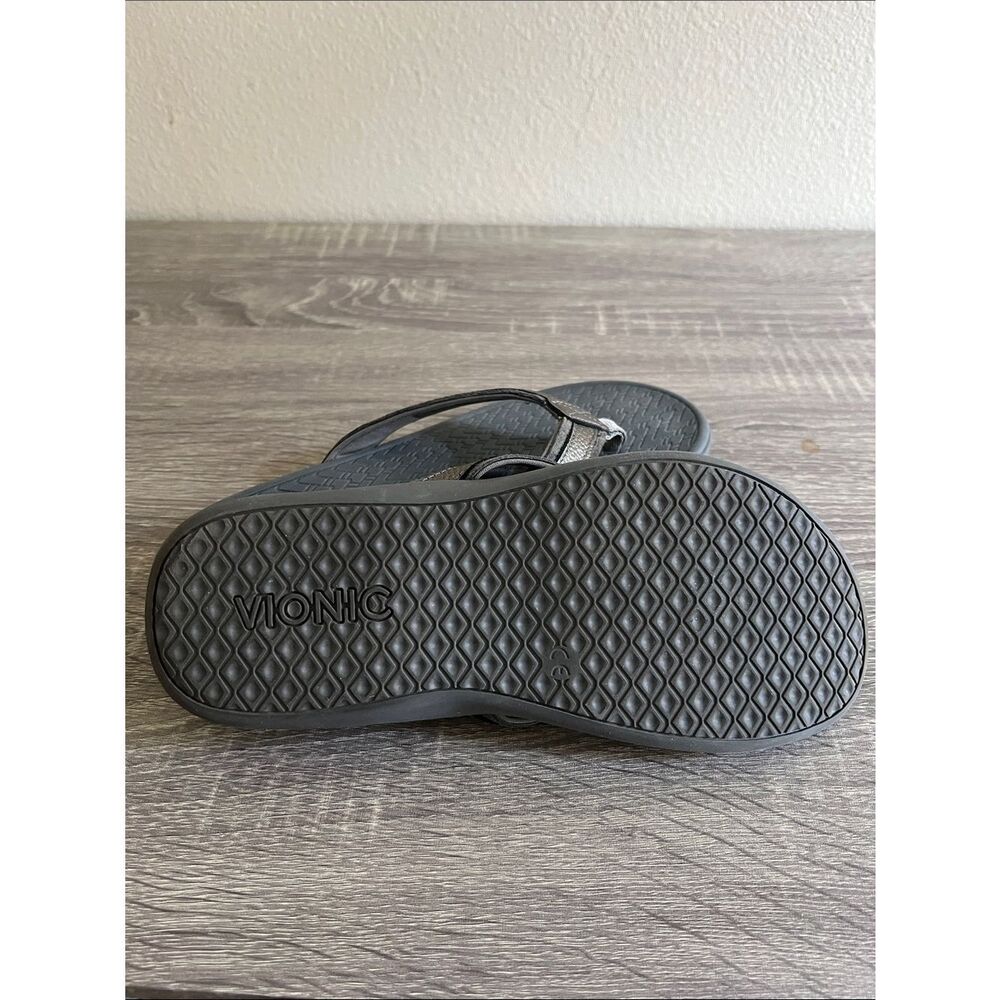 Vionic Orthotic Sandals Pewter Metallic flip flop Comfort Arch Support Women’s 7 - Picture 6 of 9